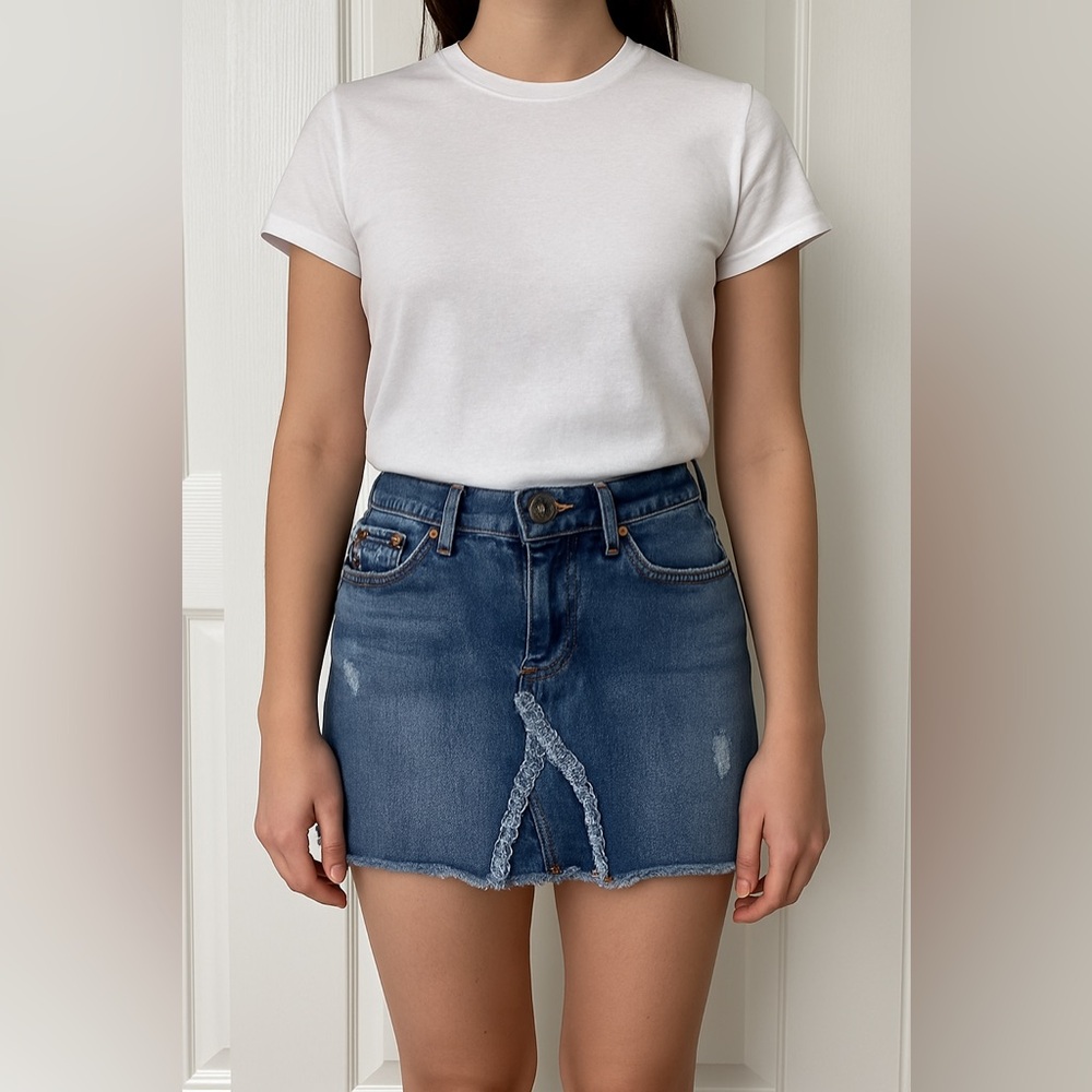 True Religion Blue Denim Pencil Skirt